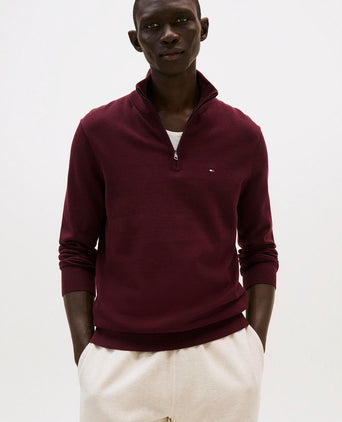 Tommy Hilfiger halve rits trui essential bordeaux | Regular-fit