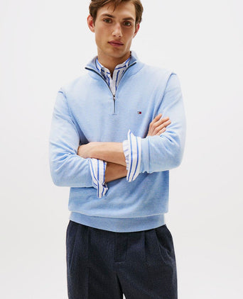 Tommy Hilfiger halve rits trui essential lichtblauw | Regular-fit