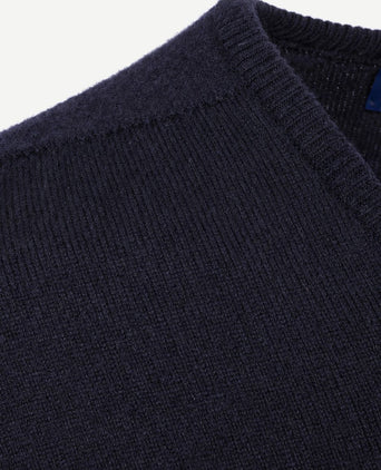 V-hals lamswol donkerblauw
