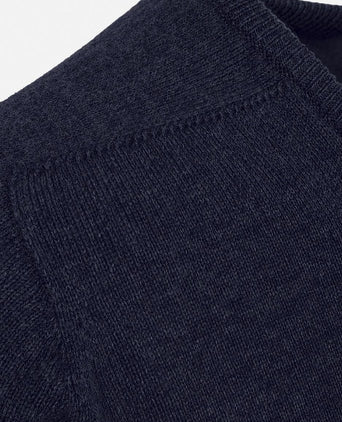 V-hals lamswol Oxford blue
