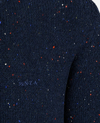 Pullover mocker eltham knit melange Oxford donkerblauw