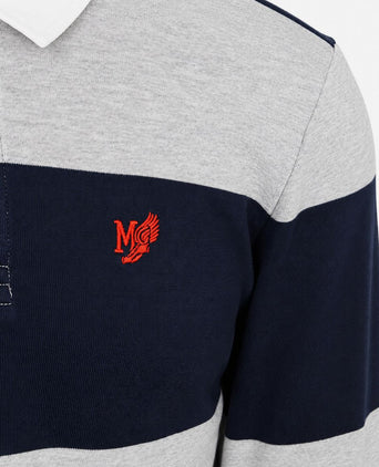 Rugbyshirt streep donkerblauw grijs