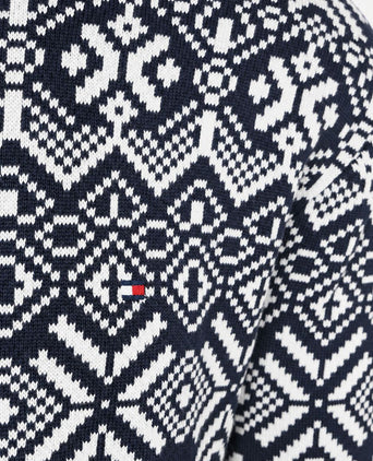 Fairisle trui print donkerblauw