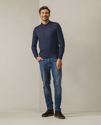 State of Art trui polokraag melange donkerblauw | Regular-fit