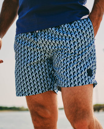 Zwembroek print donkerblauw