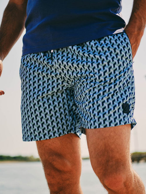 Zwembroek print donkerblauw
