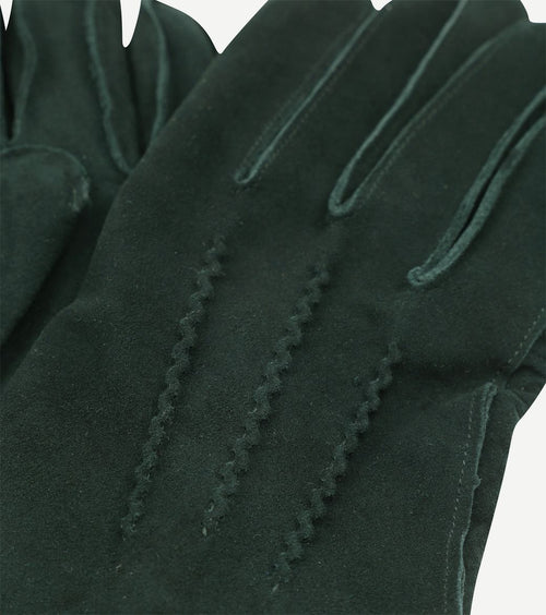 Suede handschoen donkergroen