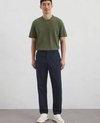 T-shirt slub stripes dark green
