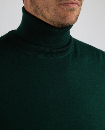 Suitable merino coltrui donkergroen | Slim-fit
