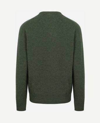 Pullover lamswol v-hals rosemary groen