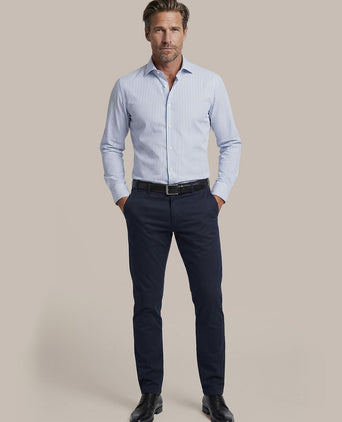 Twill overhemd streep blauw