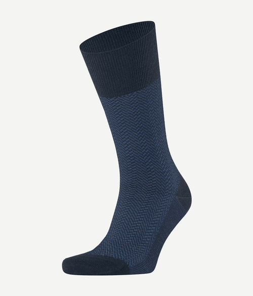 Falke airport herringstripe sok donkerblauw