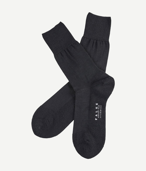 Falke airport plus sok zwart wolmix 3000