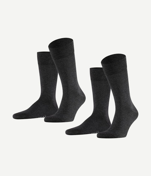Falke happy sokken 2 paar antraciet melange