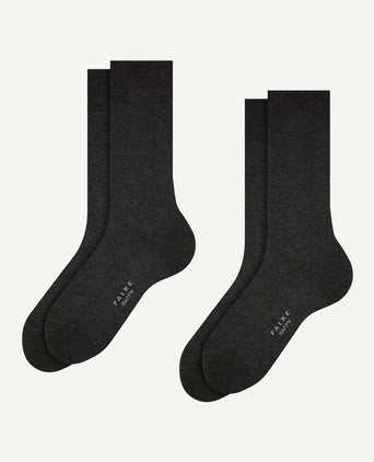 Falke happy sokken 2 paar antraciet melange