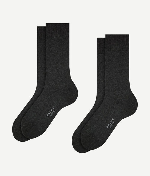 Falke happy sokken 2 paar antraciet melange