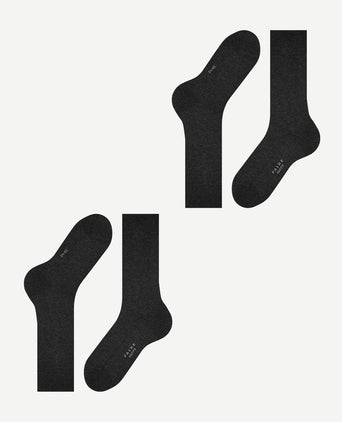 Falke happy sokken 2 paar antraciet melange