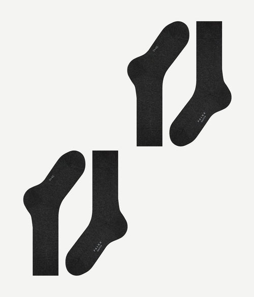 Falke happy sokken 2 paar antraciet melange