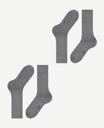 Falke happy sokken 2 paar grijs melange