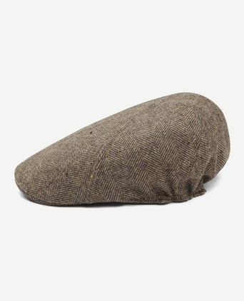 Flat cap wool herringbone beige