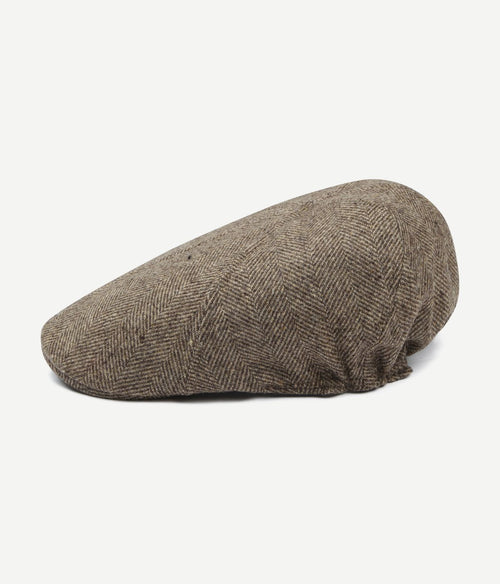 Flat cap wool herringbone beige