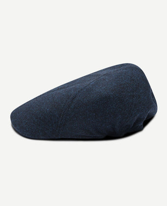 Suitable flat cap wool herringbone donkerblauw