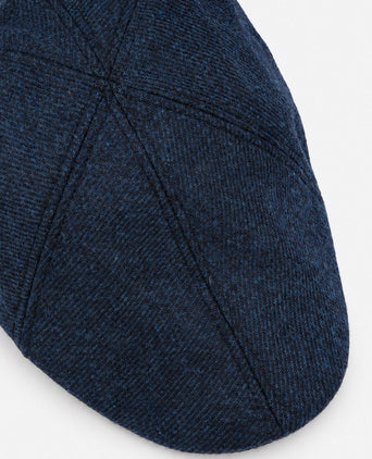 Flat cap wool twill donkerblauw
