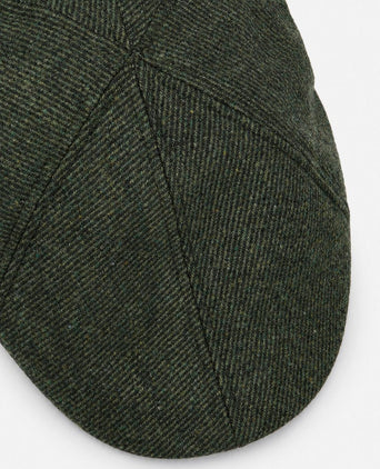 Flat cap wool twill donkergroen