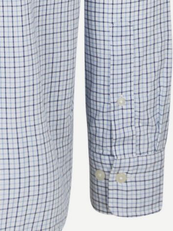 Casual overhemd poplin ruit blauw