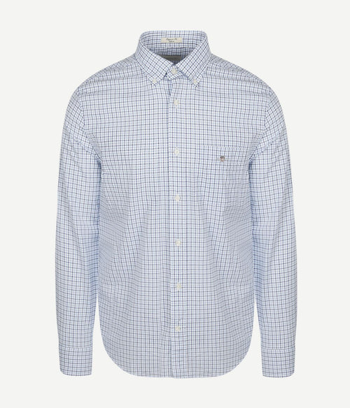 Gant casual overhemd poplin ruit blauw | Regular-fit