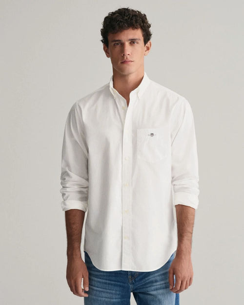 Gant casual overhemd poplin wit | Regular-fit