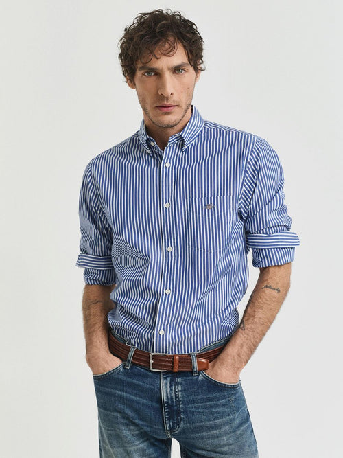 Gant casual overhemd streep blauw | Regular-fit