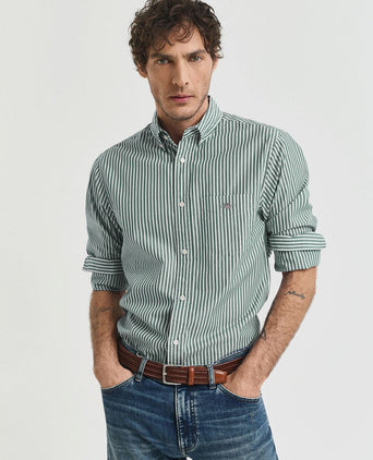 Gant casual overhemd streep groen | Regular-fit