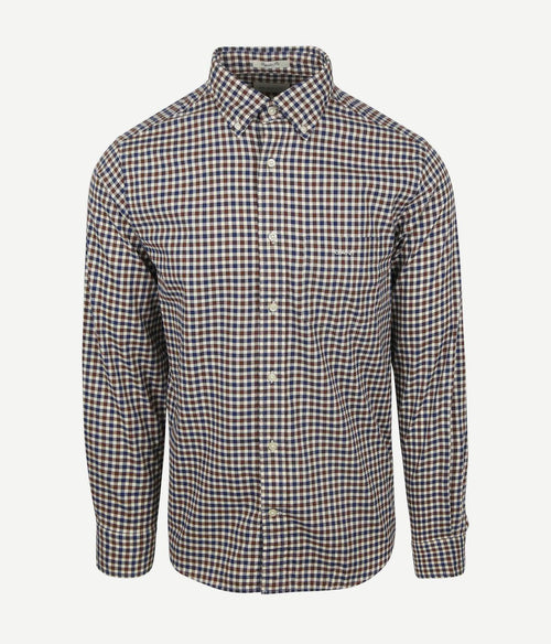 Gant casual overhemd twill ruit bruin | Regular-fit