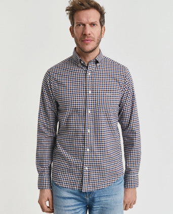 Gant casual overhemd twill ruit bruin | Regular-fit