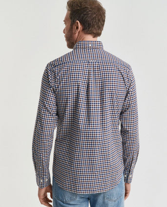 Gant casual overhemd twill ruit bruin | Regular-fit