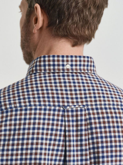 Gant casual overhemd twill ruit bruin | Regular-fit