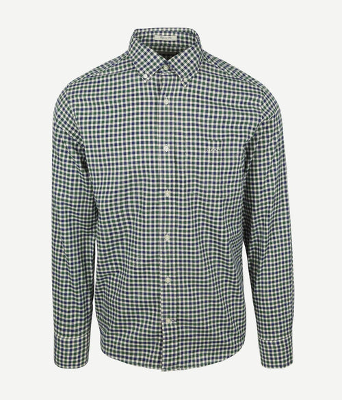 Gant casual overhemd twill ruit groen | Regular-fit