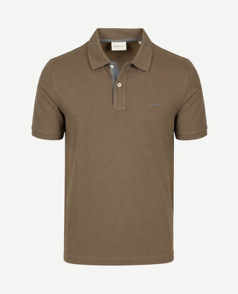 Contrast piqué poloshirt faded taupe