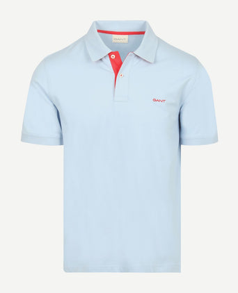 Contrast piqué poloshirt fresh blauw