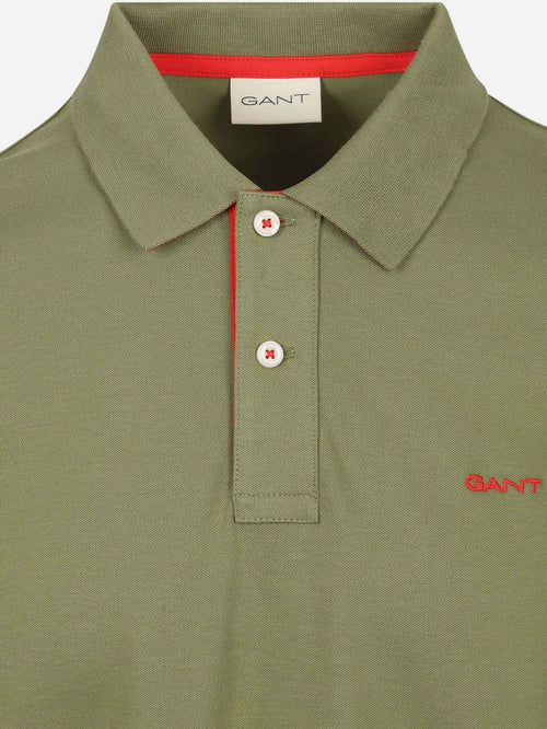 Contrast piqué poloshirt herb groen