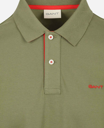 Contrast piqué poloshirt herb groen