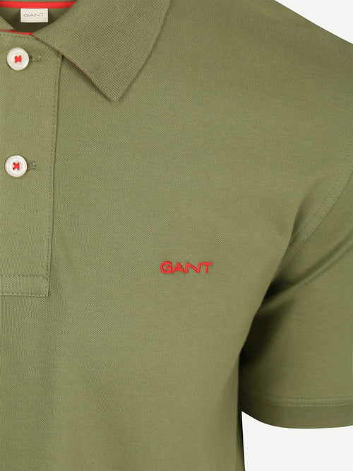 Contrast piqué poloshirt herb groen