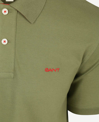 Contrast piqué poloshirt herb groen