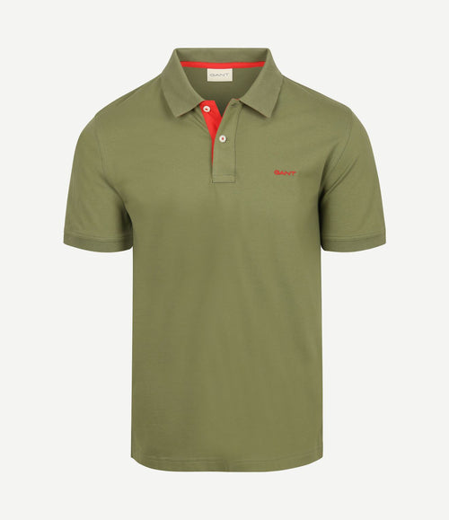 Contrast piqué poloshirt herb groen