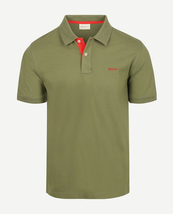 Contrast piqué poloshirt herb groen