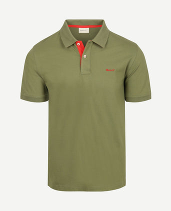Contrast piqué poloshirt herb groen