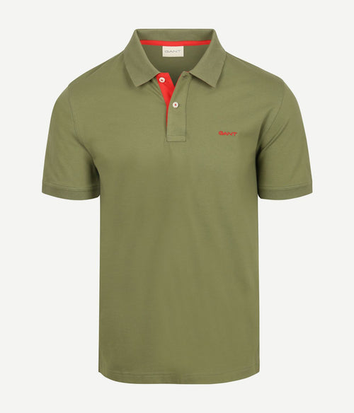 Contrast piqué poloshirt herb groen