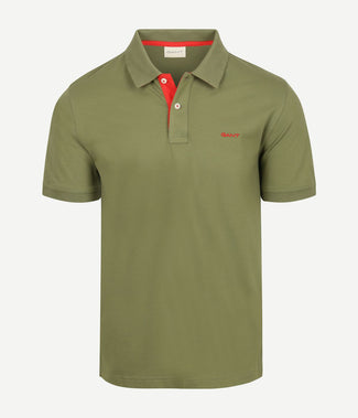 Contrast piqué poloshirt herb groen Contrast piqué poloshirt herb groen