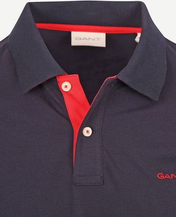 Contrast piqué poloshirt donkerblauw